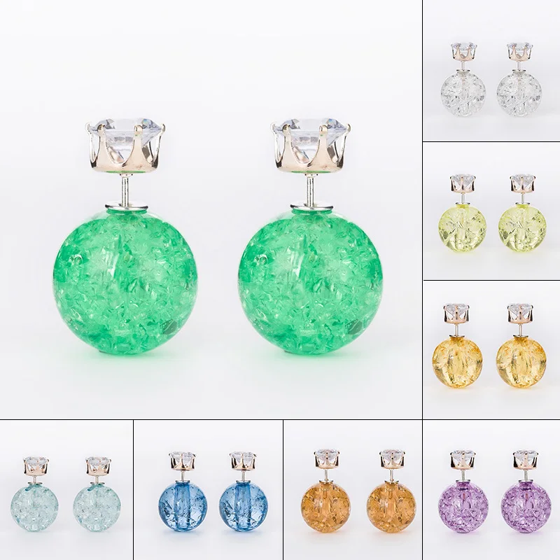 YFJEWE высокое качество двухсторонние Кристальные серьги-гвоздики элегантные