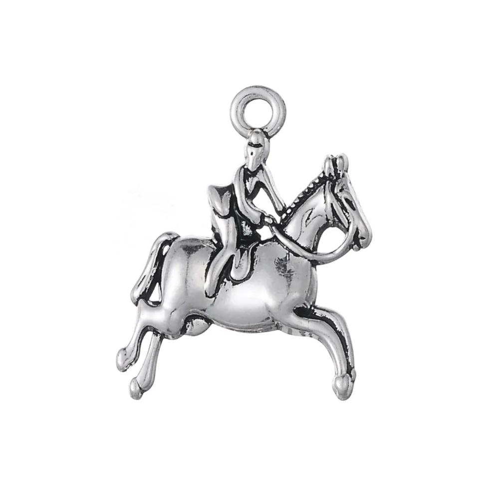 Моя форма античное посеребренное покрытие лошадиный гонщик джоки 3d Подвески