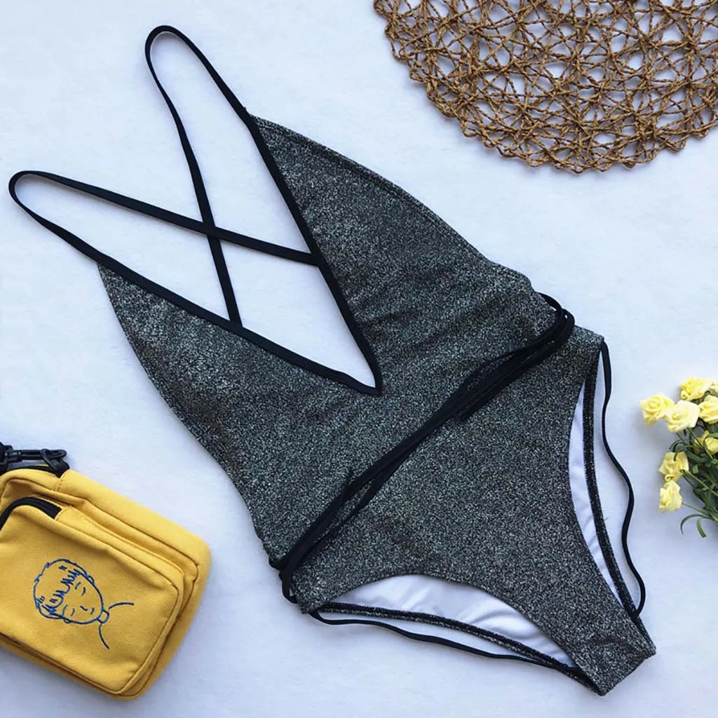 Слитный купальник 2019 женский слитный Модный Купальник с блестками ретро пляжный