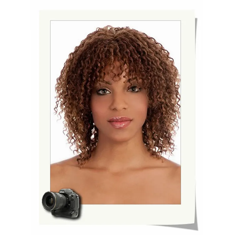 Средний 14 дюймов Блондинка парики Очаровательная Короткие курчавые вьющиеся