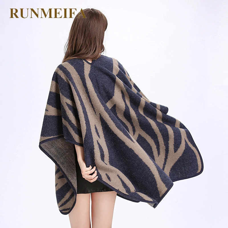 RUNMEIFA новинка 2019 пончо из пашмины для женщин осенне-зимний женский плащ накидка с