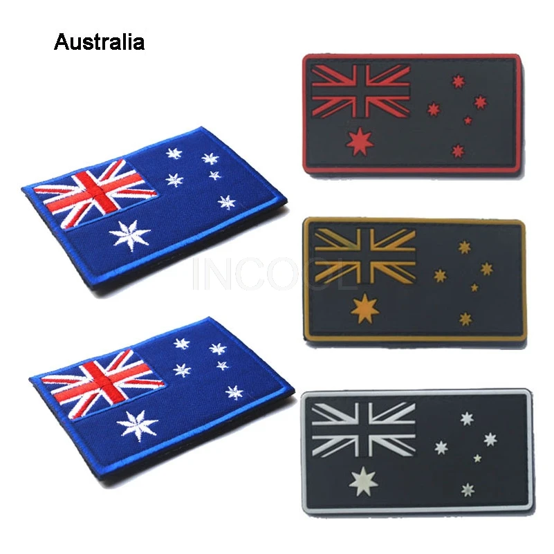 Embroidered/PVC Patch Australia Flag Rubber Tactical Emblem Badges Embroidery Patches For Jackets Jean Backpack Cap | Дом и сад