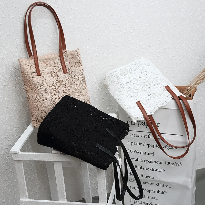 Fashion Women Shoulder bag big Lace Female handbag lady floral tote high quality luxury women Shopping Bag ladies totes bolsa | Багаж и