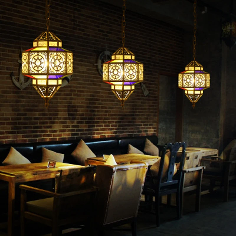 

Arab Style Vintage Pendant Lights E27 Bulb European Copper Shade Pendant Lamp Droplight For Kitchen Decor Home Restaurant