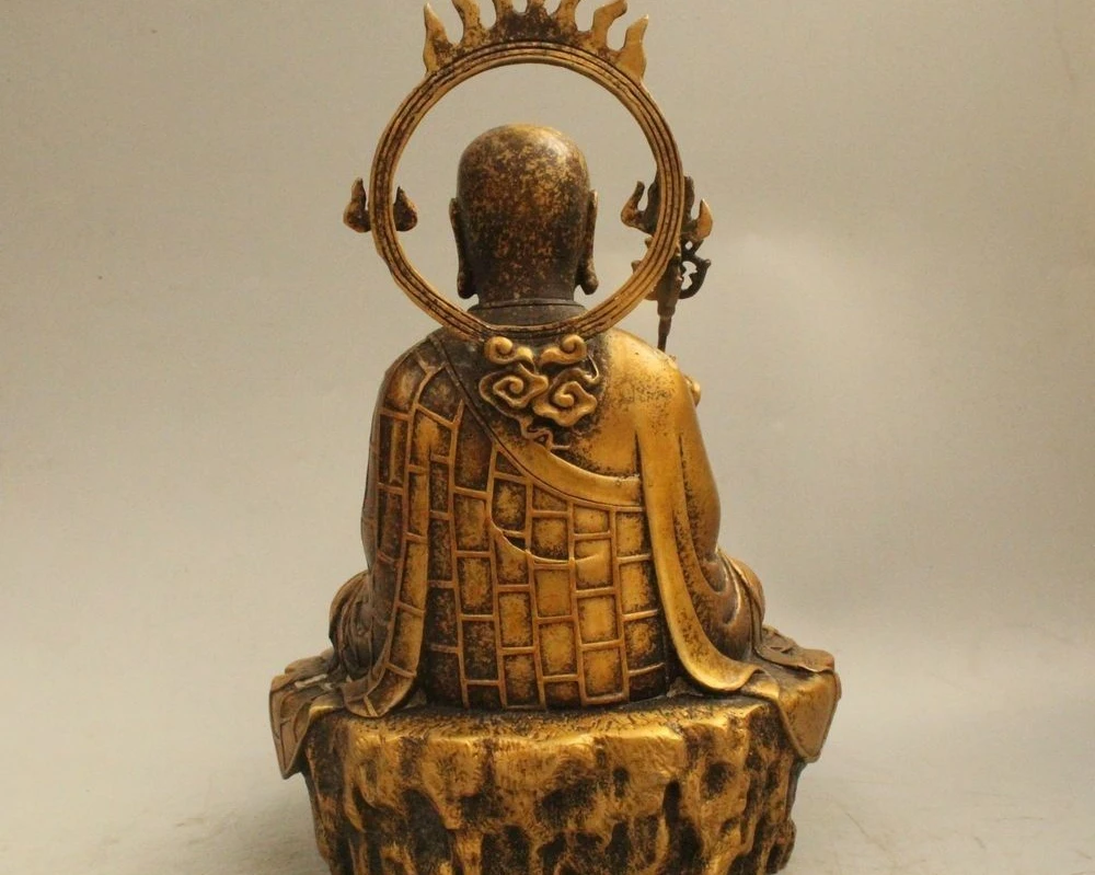 11 &quotКитайский китайский буддийский из бронзы тангшень Ksitigarbha Boddhisattva фигурка