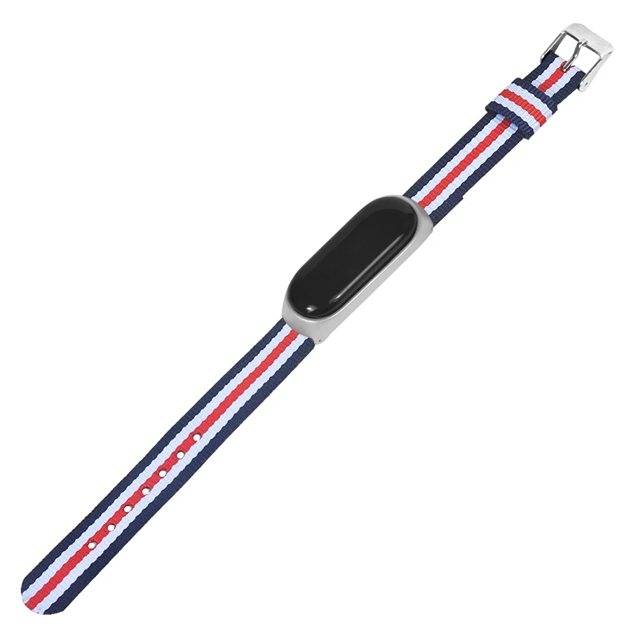 Полосатый холщовый ремешок на запястье для Xiaomi Band 3 Mi металлический корпус