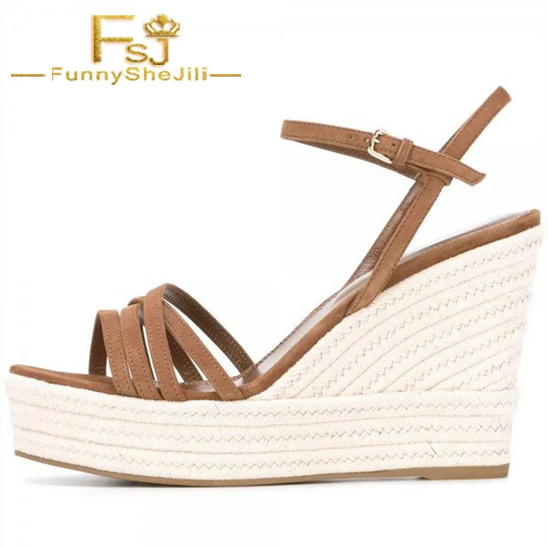 

FSJ Classic White Platform Wedge Heel Buckle Strap Women Sandals Open Toe Working Dress Date Summer Female Shoes 2021 Size 4-16