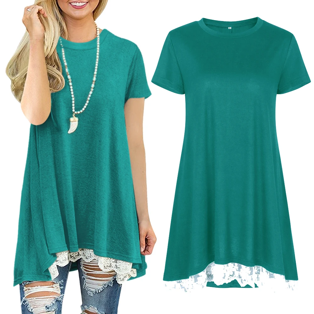 Femail T Shirt Tops For Women O Neck Lace Swallow Tail Swing Casual Loose Batwing Long Jumper Jersey Costumes Oversize Plus Size | Женская