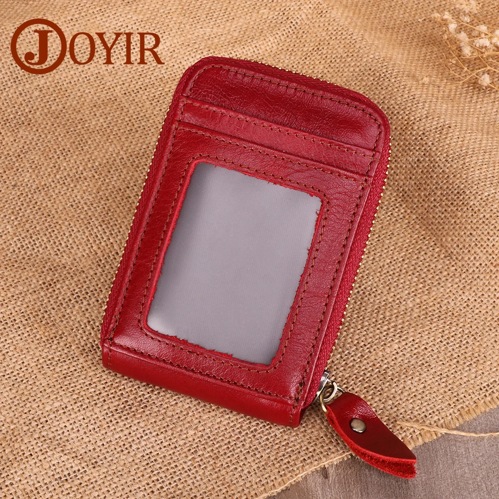 JOYIR Vintage Genuine Leather Cowhide Rfid Card Holder Women Men Wallet For Credit Card Business Card Holders 14 Card Position