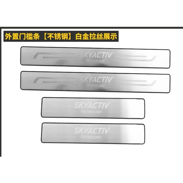 Серебристый Stainless Steel Door Sill Scuff Plate Protector SkyaCtiv For Mazda 3 AXELA M3 CX-5 CX-3-4 Sedan Hatchback CAR Accessories - Цвет: Серебристый