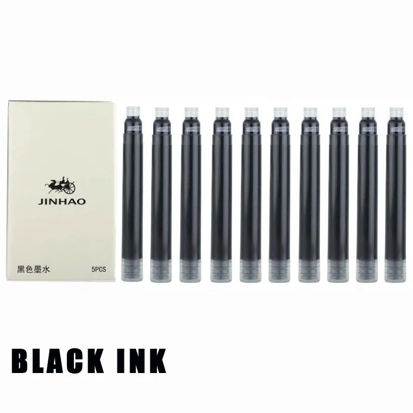 Перьевая ручка 0,7 мм перо с широким основанием благородный JINHAO X750 Королевский синий мрамор и серебро черный золотой винный шамгань 15 видов цветов на выбор - Цвет: 10 pcs black ink