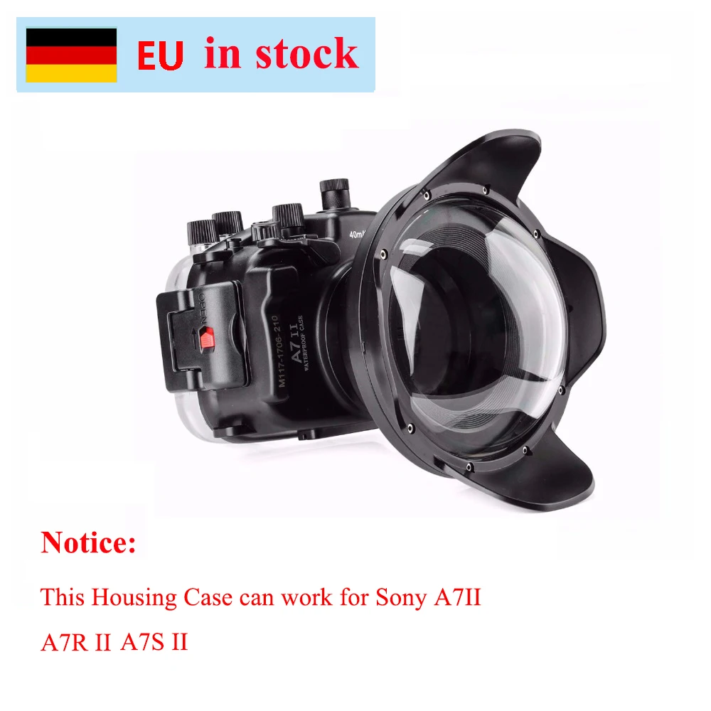 Подводный водонепроницаемый чехол Meikon A7II A7R II 40M для Sony A7S w/ Fisheye Dome Port Lens|waterproof case for