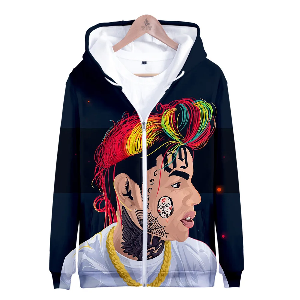 Толстовка Moletom Tekashi69 6ix9ine 69 свитшот с капюшоном для мужчин и женщин 3D-принтом в
