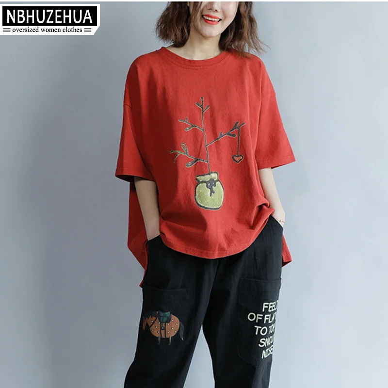 NBHUZEHUA A93 4XL 5XL 6XL женские корейские футболки с рисунком хлопковые топы летние