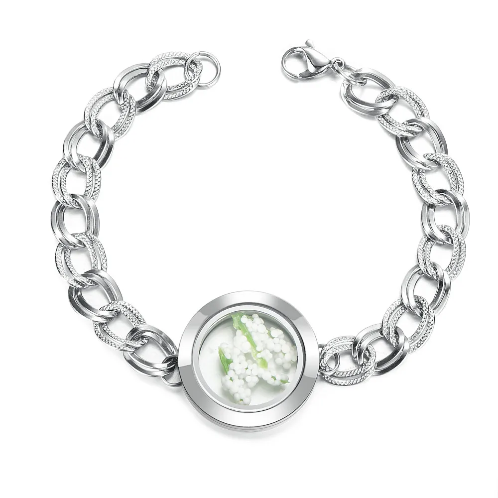 

Best Gift design 316l Stainless steel cage locket bracelet with link chain