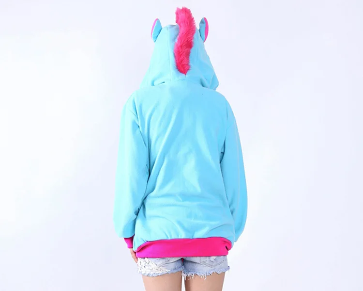 2018 женские милые японские зимние Единорог куртка с капюшоном кашемир мультфильм