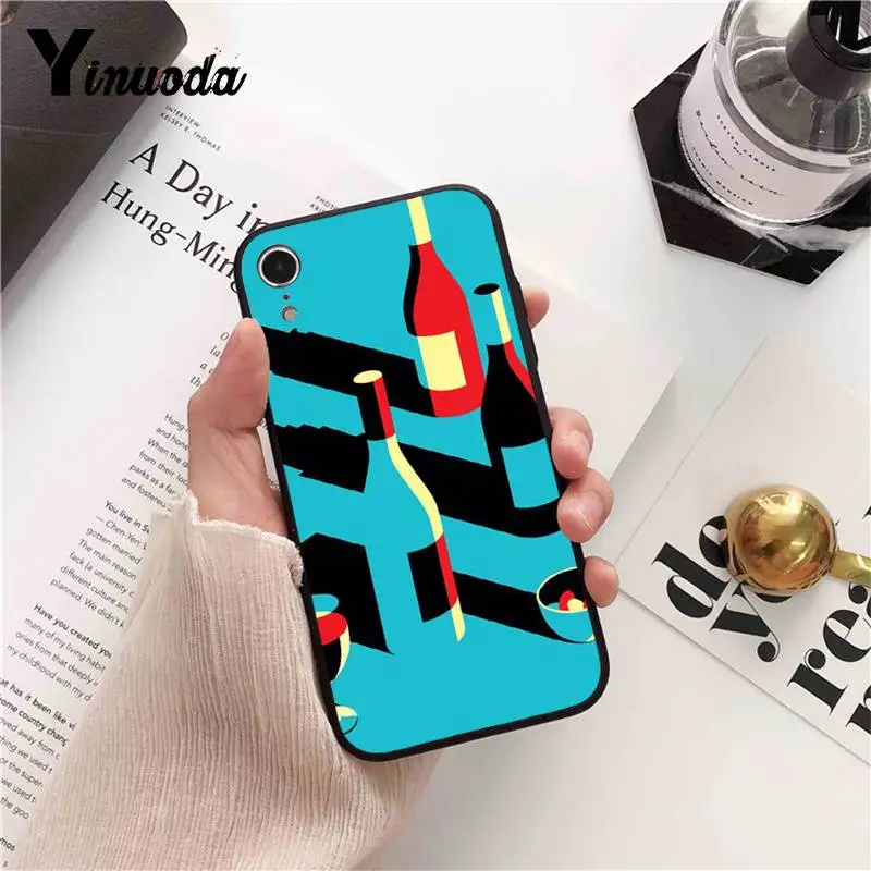 Yinuoda на бокале для вина в Париже красная бутылка бокал чехол телефона iPhone 8 7 6 6S 6Plus