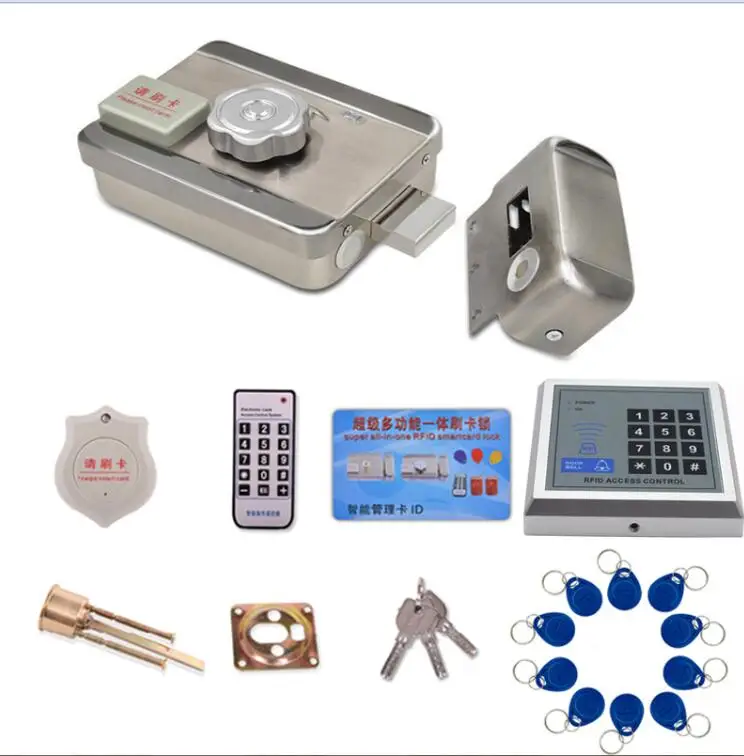with keypad LPSECURITY домофон RFID система контроля доступа ворота дверной замок комплект+ замок электрических ворот 10 идентификационных тегов чипы+ адаптер питания(опционально - Цвет: with keypad