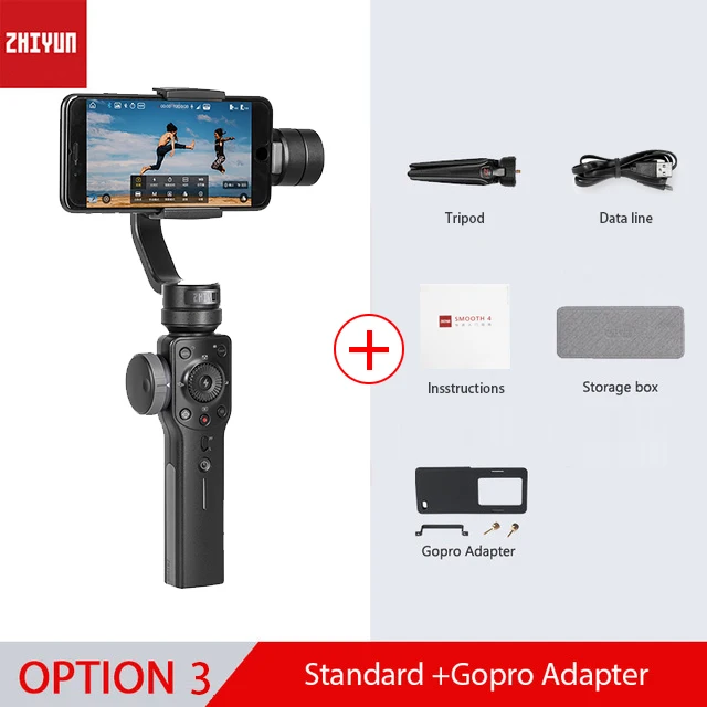 ZHIYUN Smooth 4 Официальный Gimbal стабилизатор для iPhone X Xs Max samsung S8 Экшн камера 3 оси ручной смартфон - Цвет: Option 3