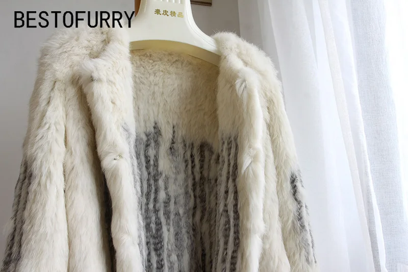 2017 модная Новая зимняя Женская длинная куртка из натурального кроличьего меха