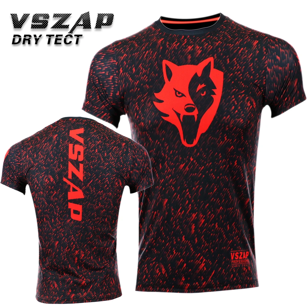 VSZAP шум сжатия футболки для женщин Рашгард MMA рубашка с короткими рукавами быстросохнущая база слои кожи плотно мужские боксерская рубашка Bjj борьба