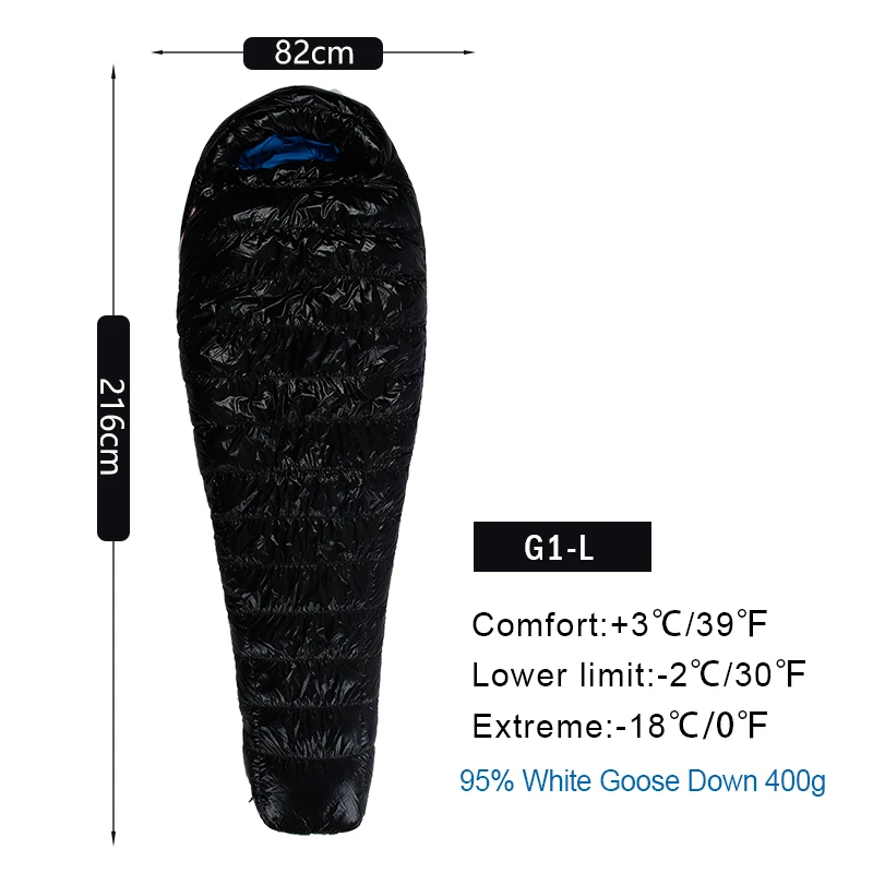 G1 Black Long AEGISMAX G серии Открытый Кемпинг Туризм Сверхлегкий Палатка согреться белый гусиный пух 800FP Мумия Тип вниз спальный мешок - Цвет: G1 Black Long
