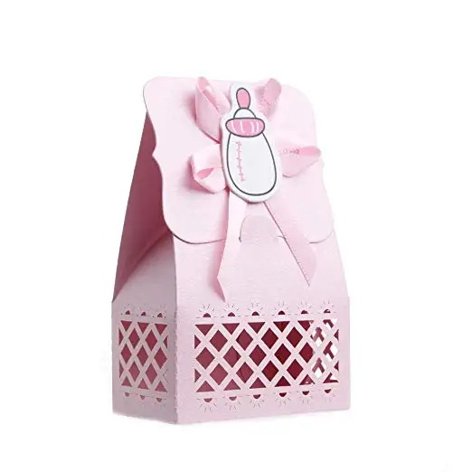 pink bottle 12 шт милый мальчик девочка бумага крещение Baby Shower Украшение коробки для конфет ребенок сувениры Подарочная сумка сладкий день рождения, мероприятие, вечеринка - Цвет: pink bottle