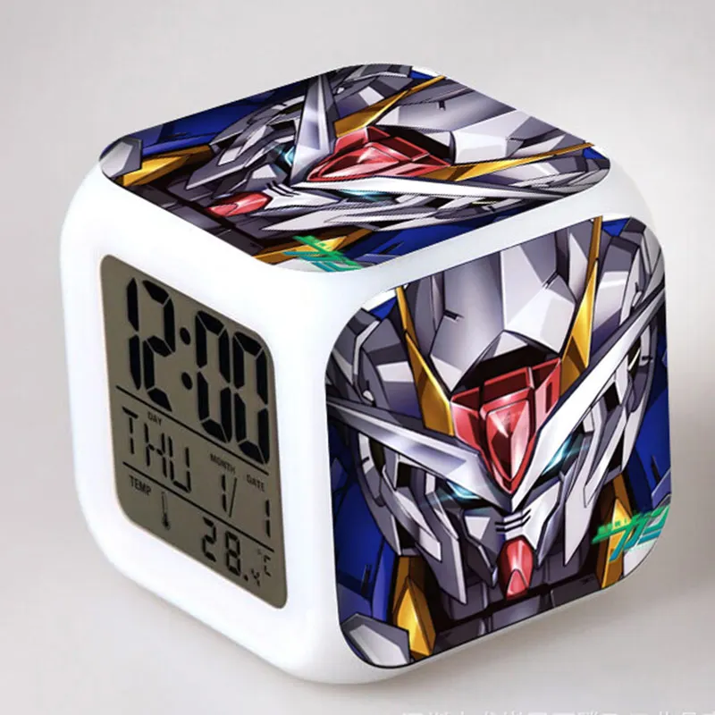 Anime Figurines Gundam Alarm Clock LED Color Flash Touch Light Desk Watch Action Figure Model Toys | Игрушки и хобби