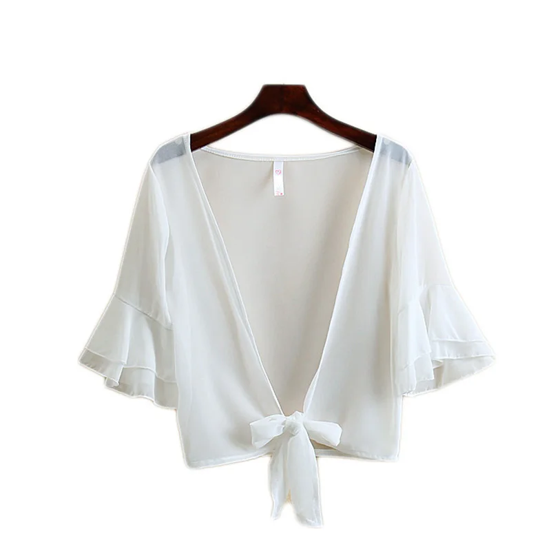 Солнцезащитный плащ летняя женская шифоновая короткая куртка Солнцезащитная