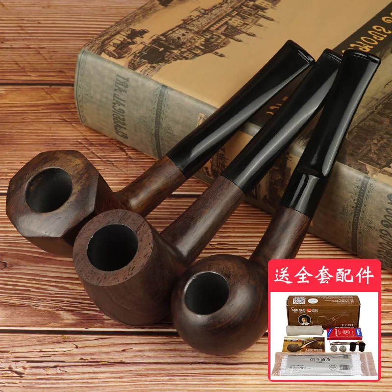 

Straight Pipe Black Rosewood Circulating Filtration Tobacco Fixtures Men's Genuine Tobacco Pot Health Gift