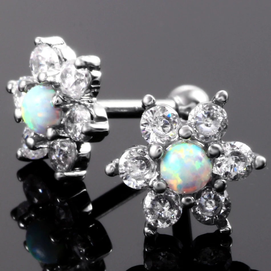 1 шт. поддельные серьги для пирсинга ушной хрящ каффы с опалом и кристаллом|body