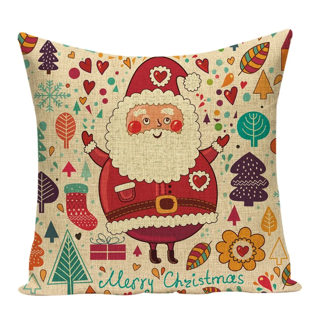 Christmas Holiday Santa Cushion Set 45X45cm Happy Birthday Deer Pillowcase Children's Gift Bedroom Sofa Decoration Supplies | Дом и сад