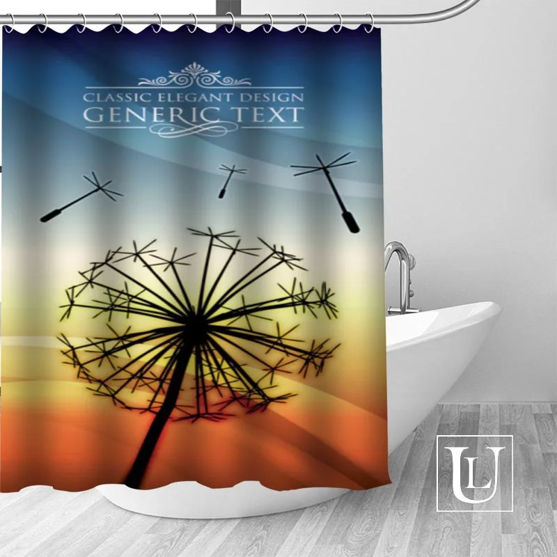 

Занавеска для душа с одуванчиком на заказ, штора из полиэстера, с крючками, устойчивая к плесени, декор для ванной комнаты