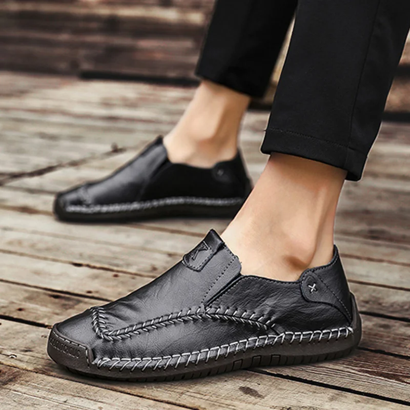 

Genuine Leather Men Shoes Cow Leather Loafers 2019 Slip on Men Casual Shoes Soft Comfortable Male Shoes KA1111