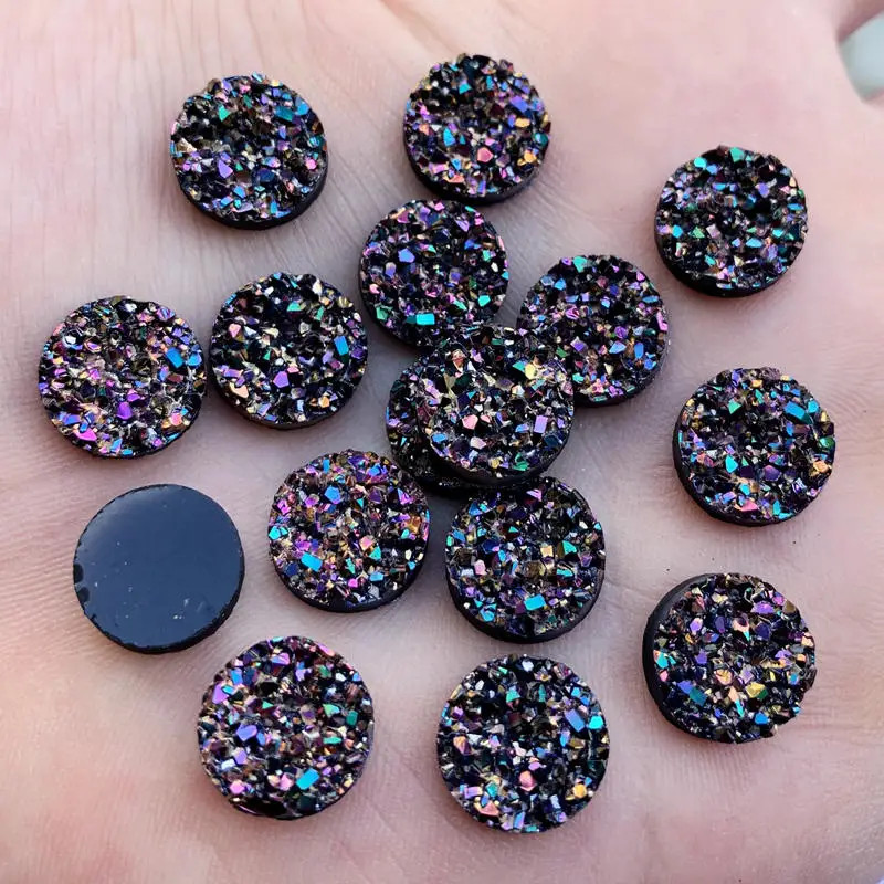 Bling 50 шт 12 мм круглый AB цвета минеральная поверхность смолы Стразы плоский с оборота камень Кабошон DIY Свадебные украшения ремесла-B28