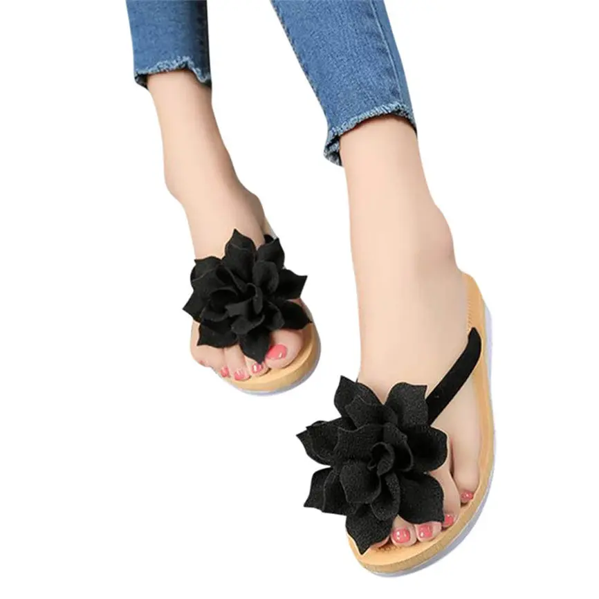 Женские шлепанцы сандалии летние модные Вьетнамки с цветочным узором на плоской