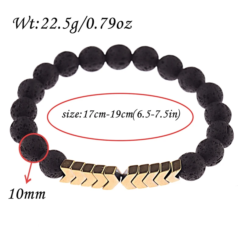 Gold(10mm Lava) Amader камень из вулканической лавы эфирное масло диффузор браслеты браслет Исцеление Баланс йога стрелка бусины браслет для мужчин и женщин AB327 - Окраска металла: Gold(10mm Lava)