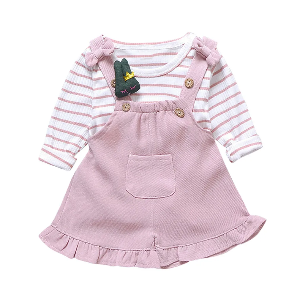 Комплекты летней одежды для девочек из 2 предметов топ в полоску с принтом