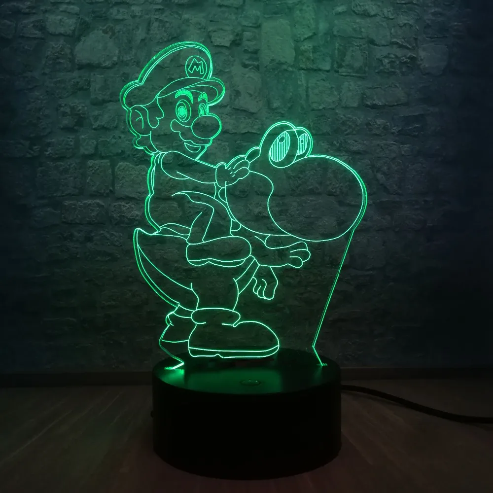 Новинка мультяшный 3D Марио Йоши светодиодный USB светильник многоцветный ночник