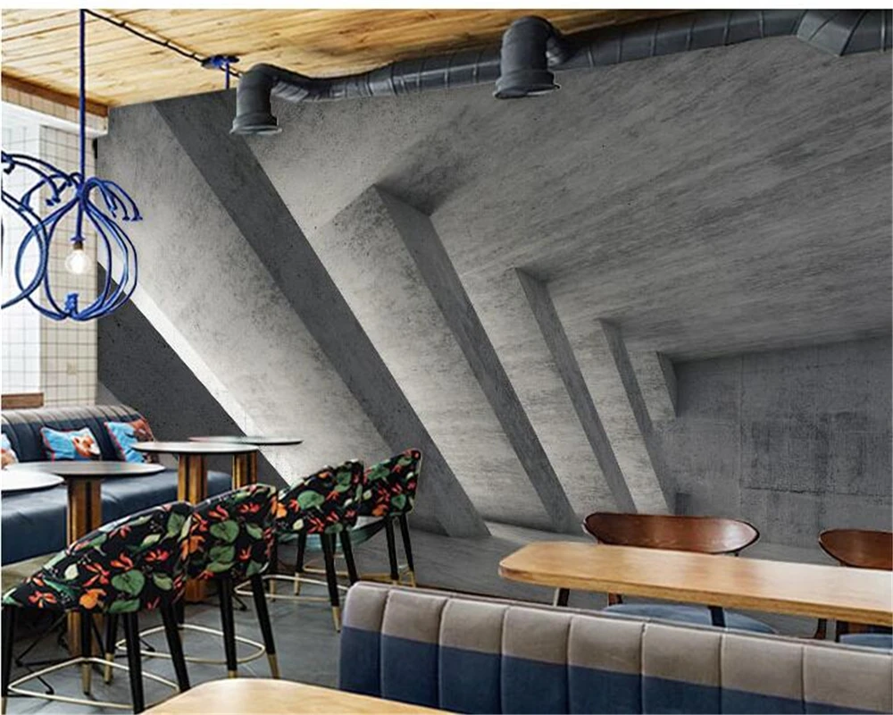 

3D-обои beibehang с изображением цементного кирпича, фрески для инструментов, гимнастического зала, бара, украшение, фон для стены, магазин одежды, студийные 3D обои