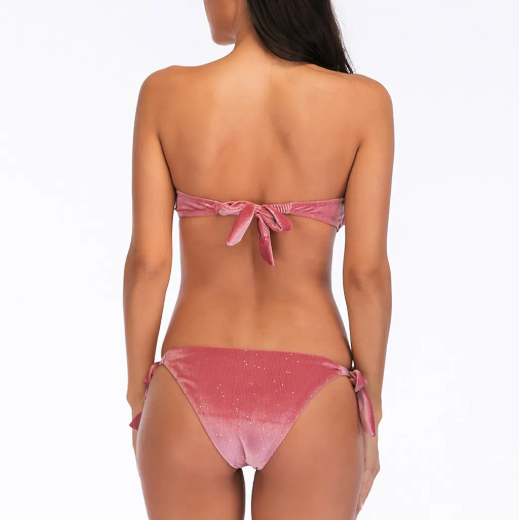 Женский купальник бикини SAGACE бразильский с открытыми плечами пуш ап низкой