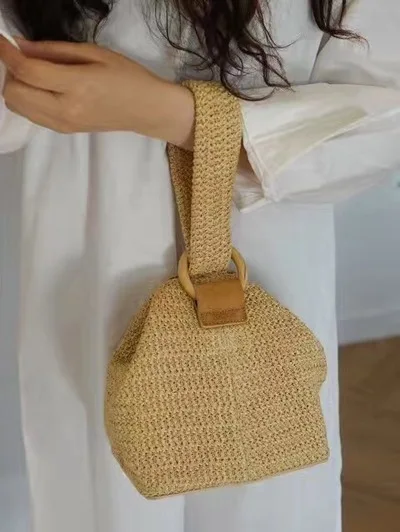 Соломенная Сумка для женщин пляжная сумочка из ротанга модный миниатюрный
