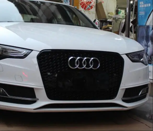 A5 RS5 стиль ABS автомобильный передний бампер гоночный гриль грили для Audi A5 S5 RS5 Sline 2012 - Цвет: black chrome logo