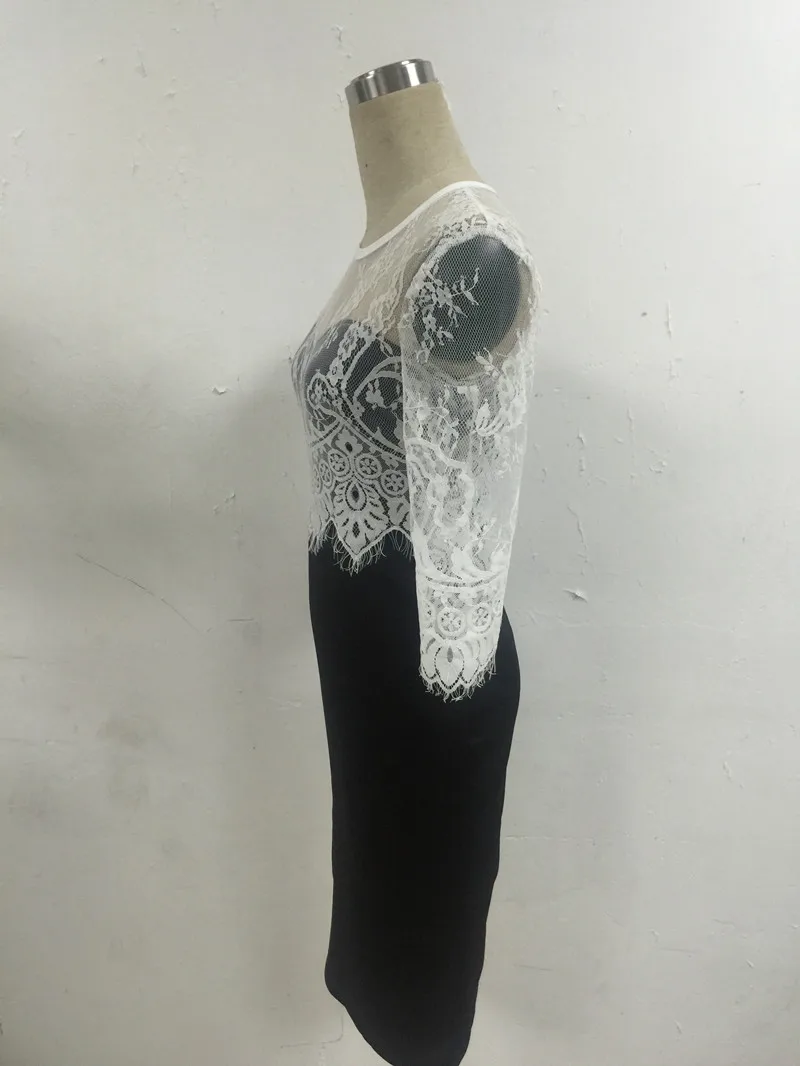 Женское кружевное платье в стиле ретро черное или Белое Облегающее Платье-футляр