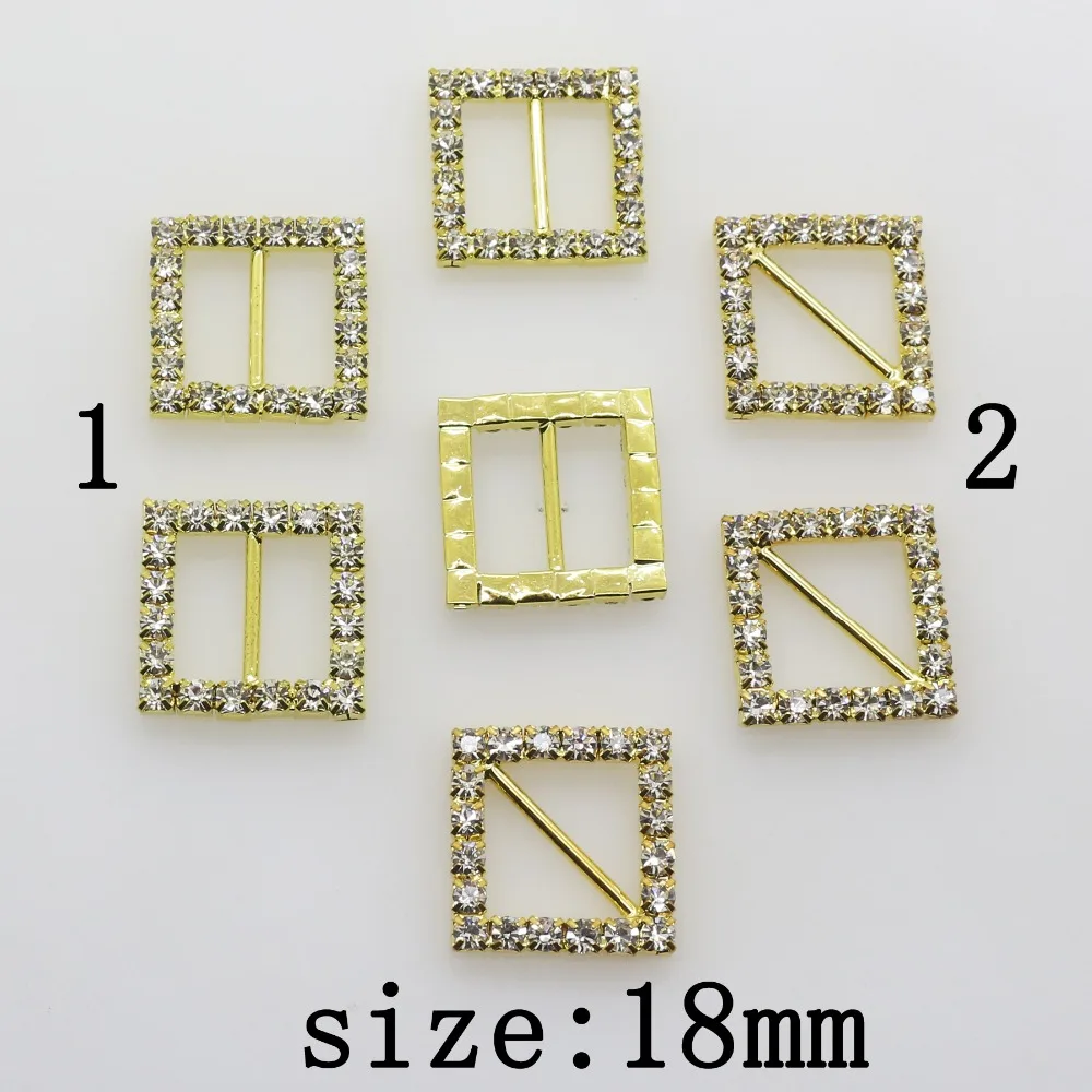 New Hot 10Pcs 18mm gold square Shiny Diy apparel jewelry Accessories rhinestones pedestal Wedding decoration embellishments caps