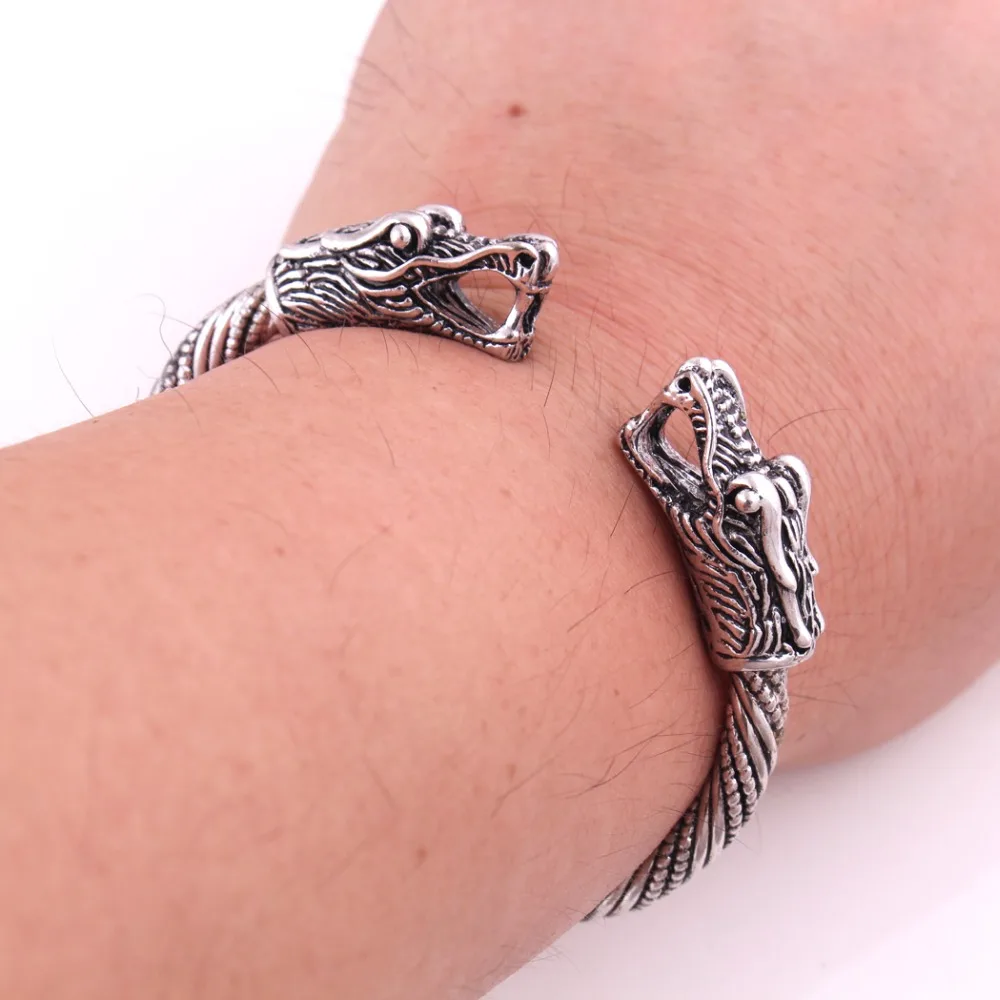 Norse Viking Mjolnir головка дракона витой кабель браслет манжета языческие украшения|bangle
