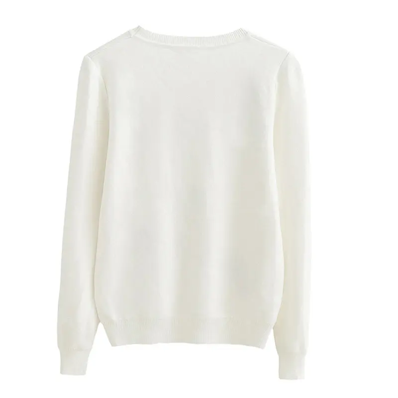 2019 New Autumn winter women fashion feather Embroidery Knitted sweaters black white woman/girl casual sweater | Женская одежда