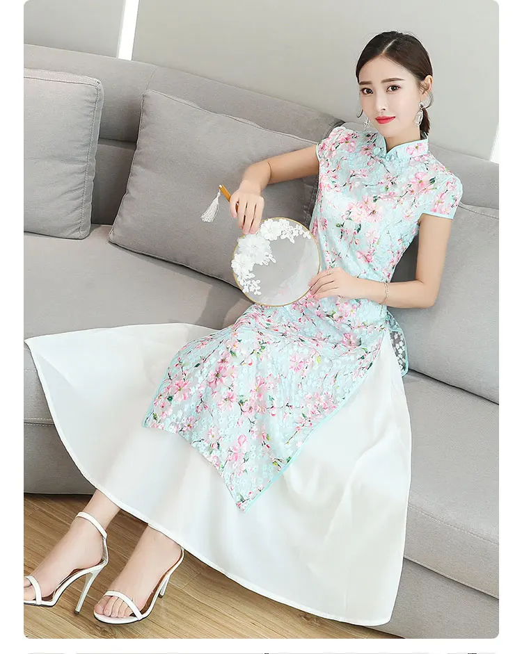 Китайское традиционное длинное Чонсам qiapo Vietnam Ao Dai платья для женщин