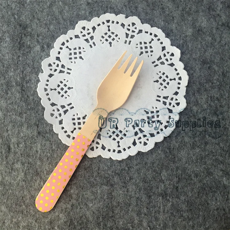 Бесплатная доставка 36 шт. детские розовые столовые приборы из фольги в горошек