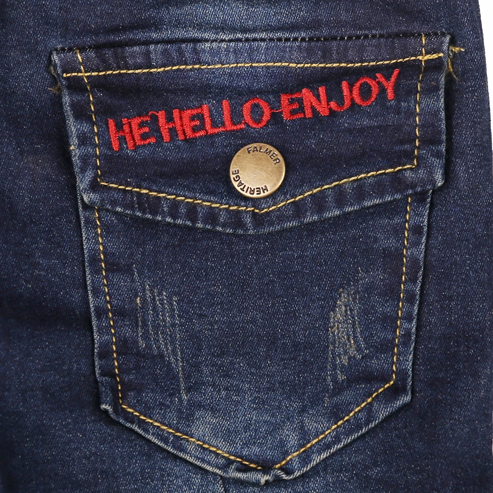 HE Hello Enjoy/теплые джинсы для детей Сезон осень зима Детские джинсовые брюки темно